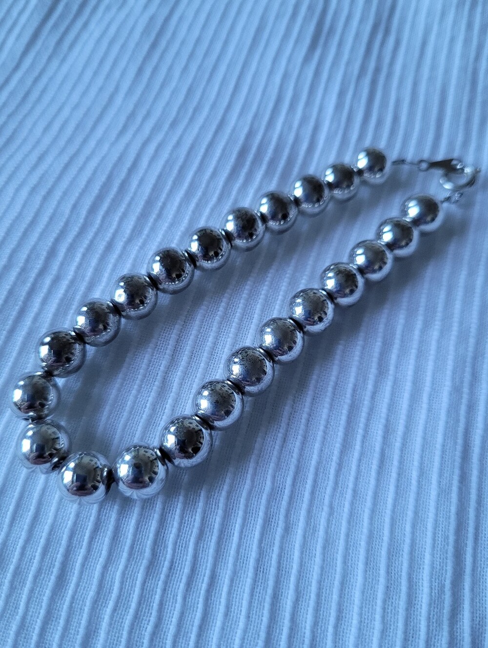 8" Silver-plated Bead Costume Jewelry Bracelet